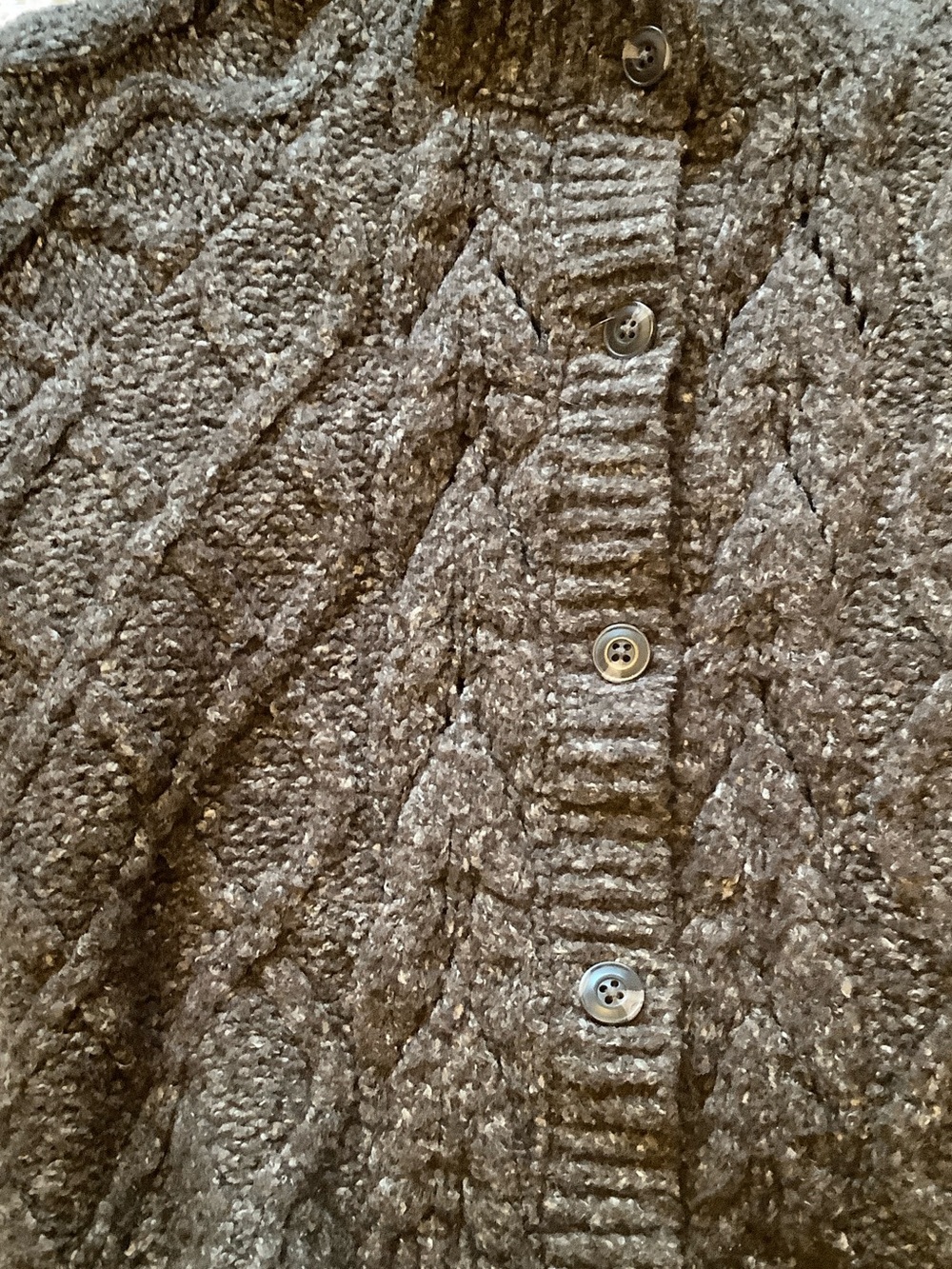 Lucky Brand Chocolate Brown Button-Up Cable Cardigan - Picture 2 of 6